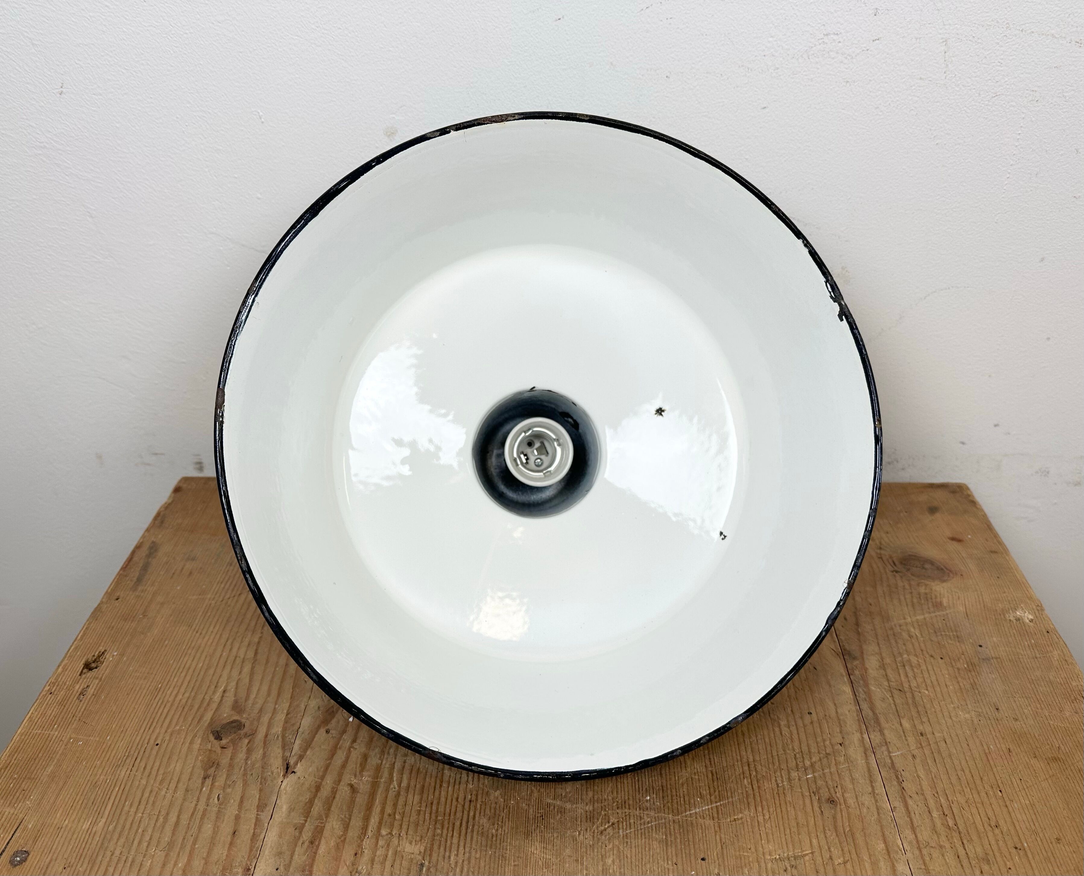 Industrial Blue Enamel Factory Pendant Lamp, 1960s