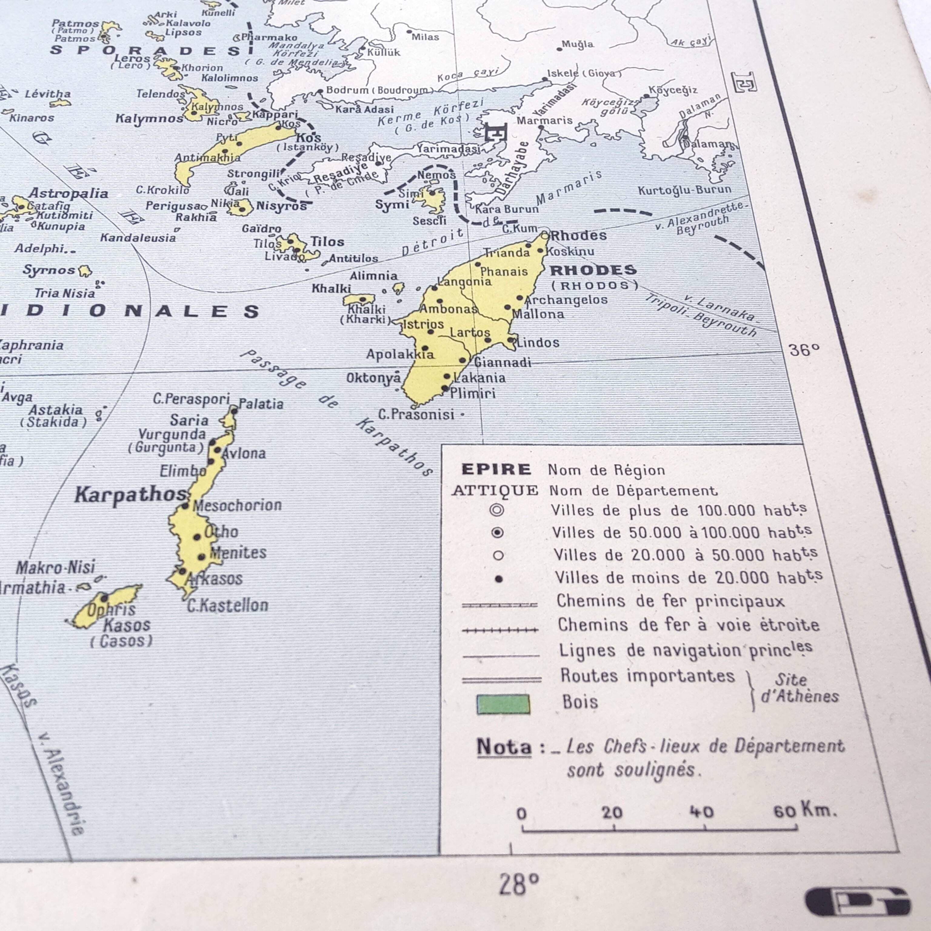 Old map Greece Crete 43x43cm from 1950