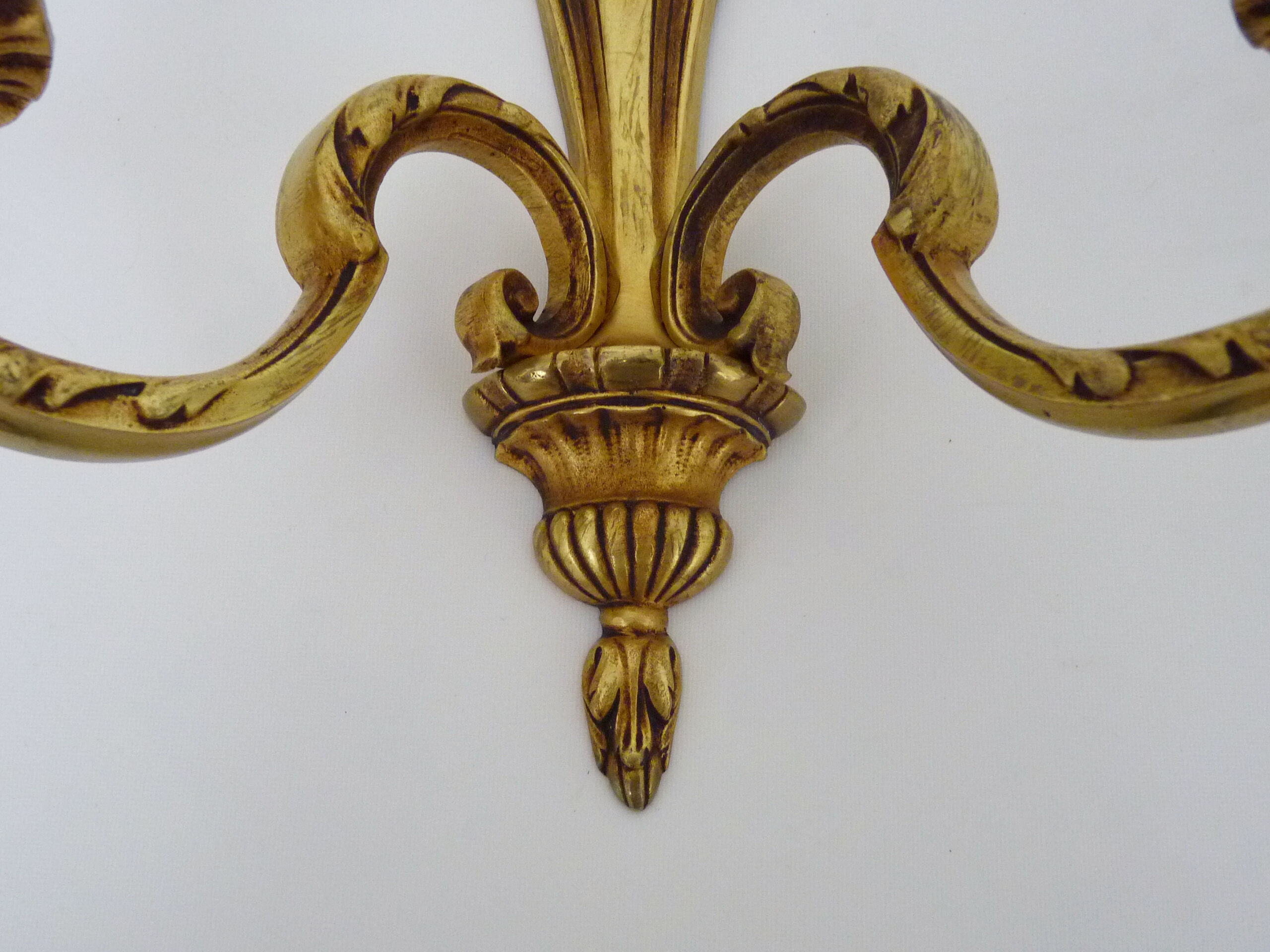 Old large pair of bronze wall sconces with 2 candles. Year 60 70