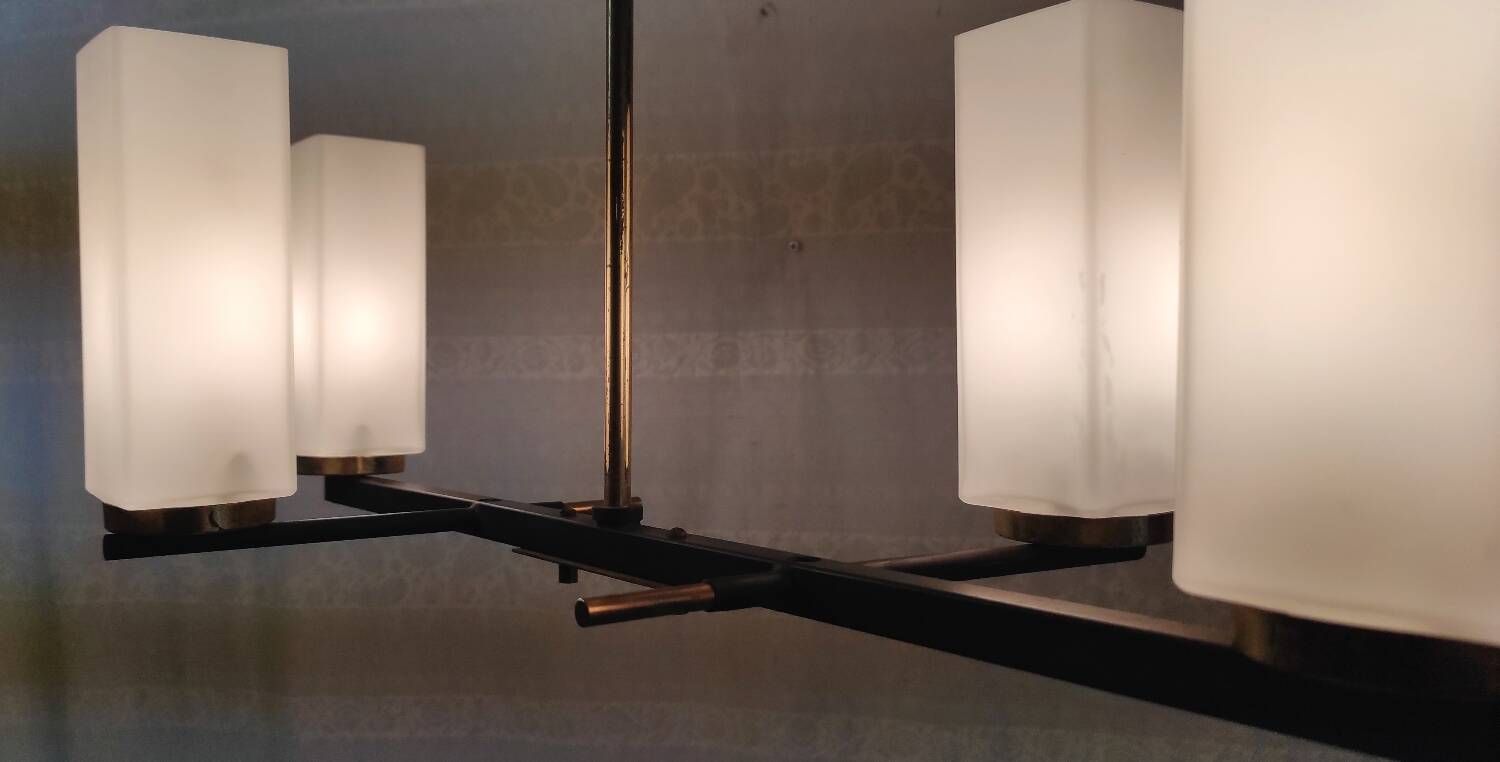 4-light chandelier designed by Gaston Fossati for Atelier d'Arte d'Uzès - 1950s