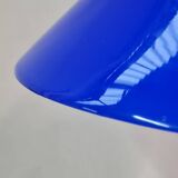 Conical pendant light in blue opaline glass