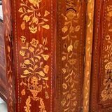 Renaissance display case. Dutch marquetry with floral motifs.