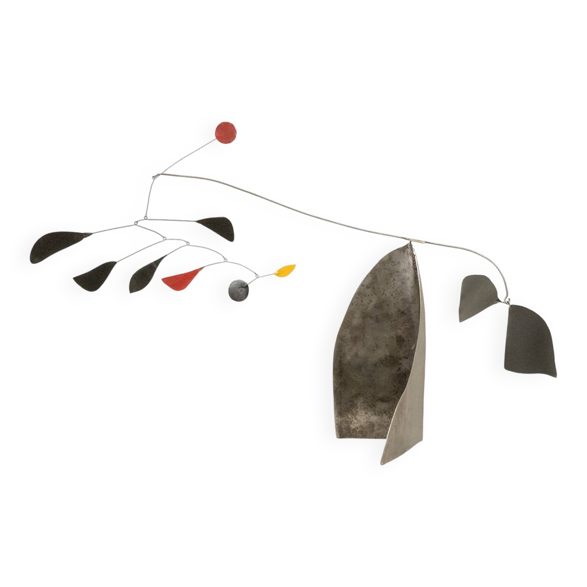 Olivier Vonet Sculpture in black, red, and yellow lacquered metal. Contemporary.