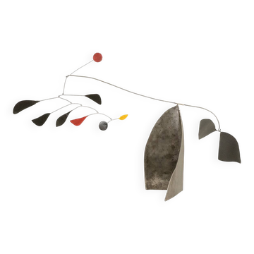 Olivier Vonet Sculpture en métal laqué noir, rouge et jaune. Contemporain