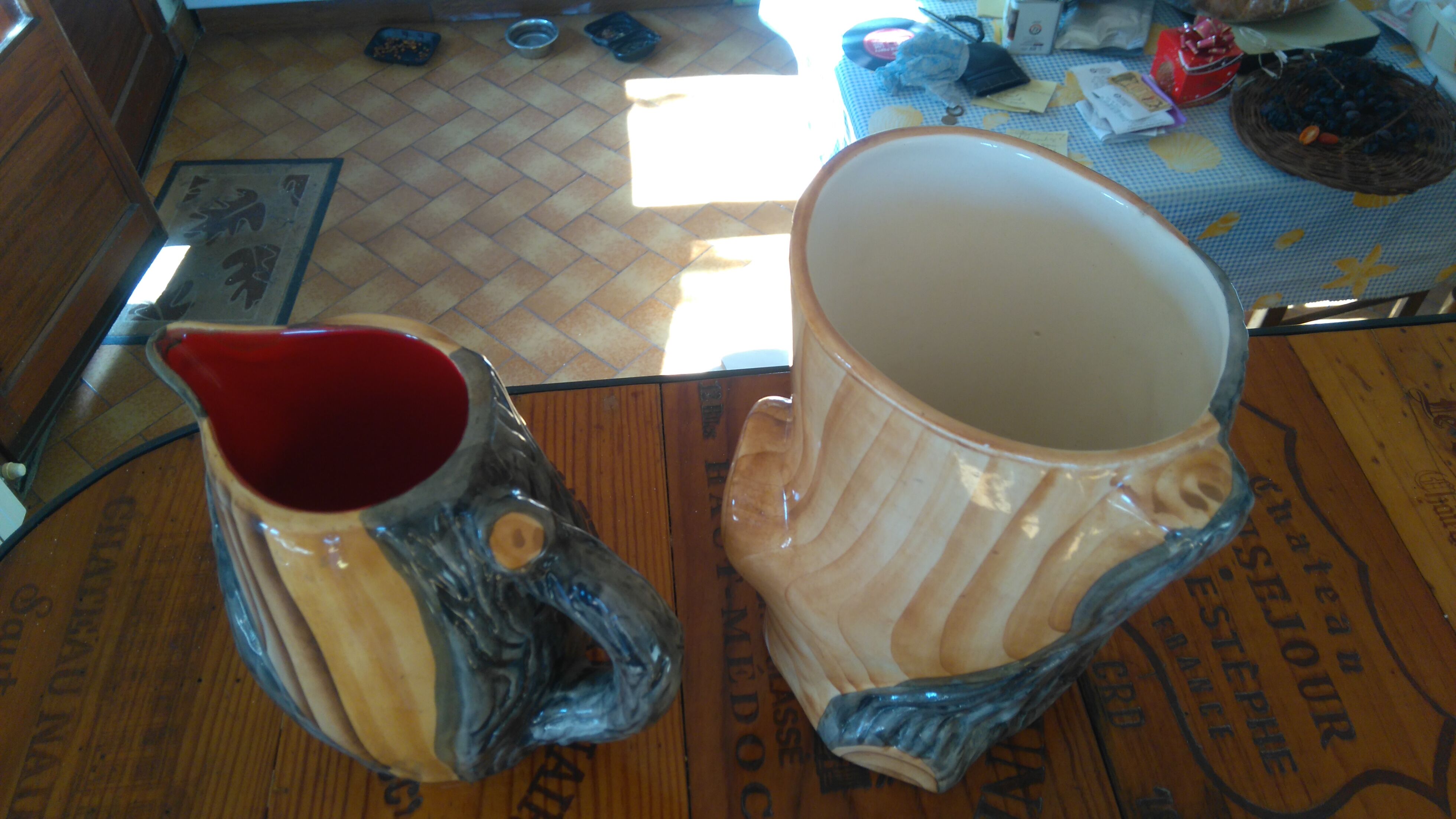 Duo of ceramics "wood" of Vallauris