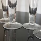 6 petites flutes anciennes en cristal soufflés à la main