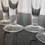6 petites flutes anciennes en cristal soufflés à la main
