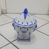 White and blue earthenware candy box