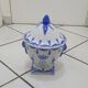 White and blue earthenware candy box