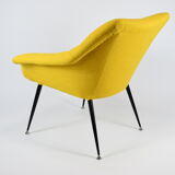 Fauteuil Mid-century Shell années 1960 NRD tissu jaune, restauré