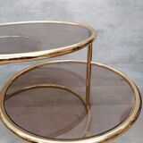 Table basse laiton 3 niveaux pivotants des années 1970 style de Milo Baughman Italie