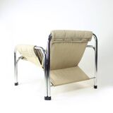 Lounge chair by viliam chlebo in chrome and linen, kodreta 1979