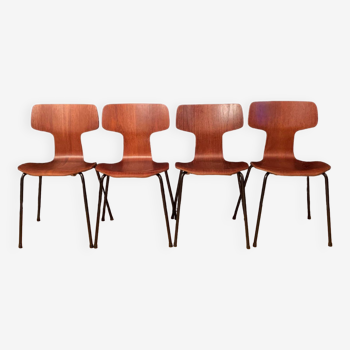 Ensemble de quatre chaises Model-3103 conçues par Arne Jacobsen, Fritz Hansen, Danemark, années 1960