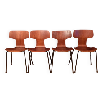 Ensemble de quatre chaises Model-3103 conçues par Arne Jacobsen, Fritz Hansen, Danemark, années 1960