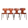 Ensemble de quatre chaises Model-3103 conçues par Arne Jacobsen, Fritz Hansen, Danemark, années 1960