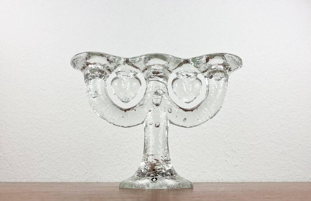 Vintage Swedish glass candlestick from Pukeberg, 1970s