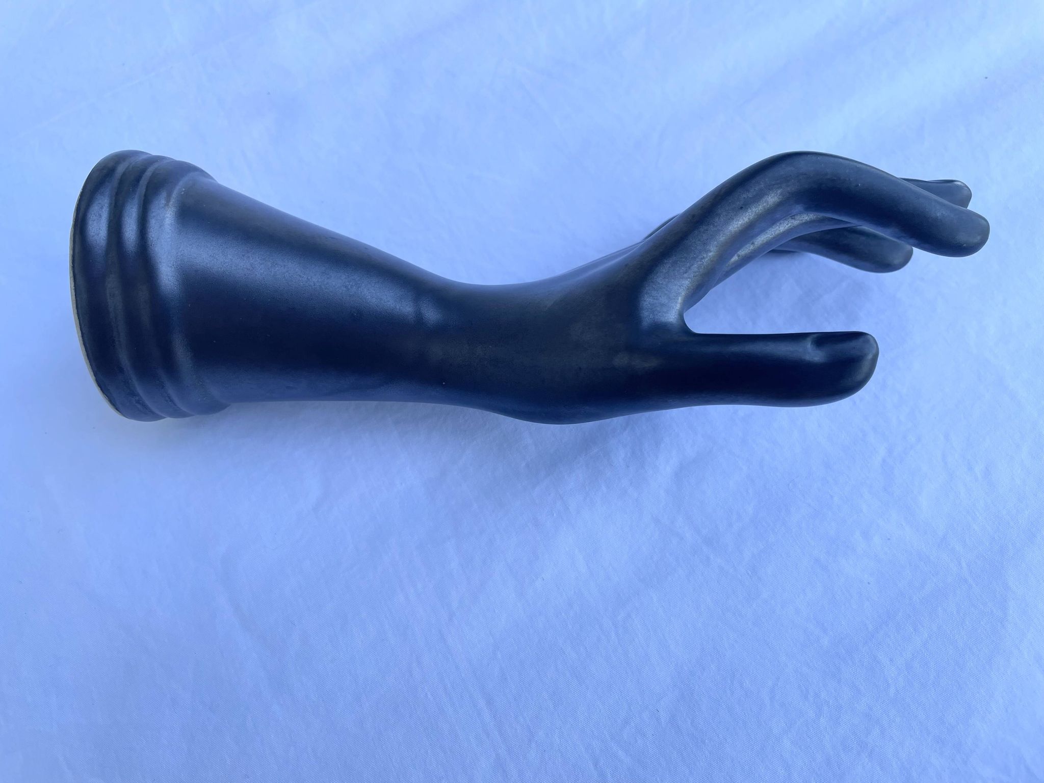 Single flower holder in shiny black ceramic, Vallauri spirit.