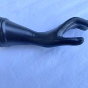 Single flower holder in shiny black ceramic, Vallauri spirit.