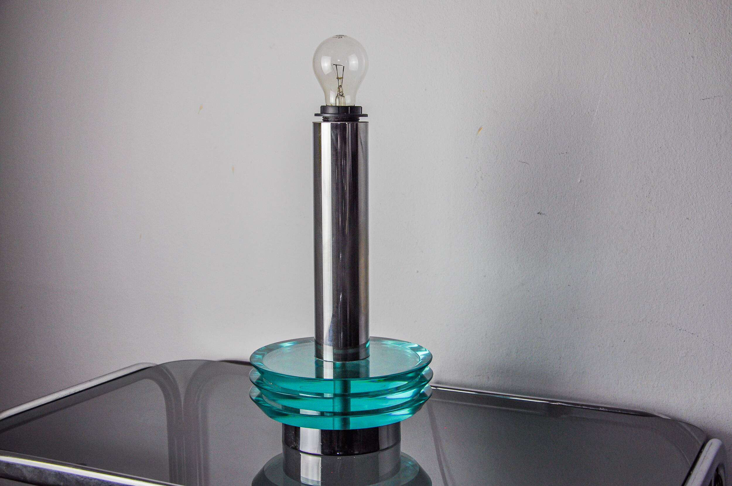 Lampe space-age par Zero Quattro, verre de murano bleu , Italie, 1970