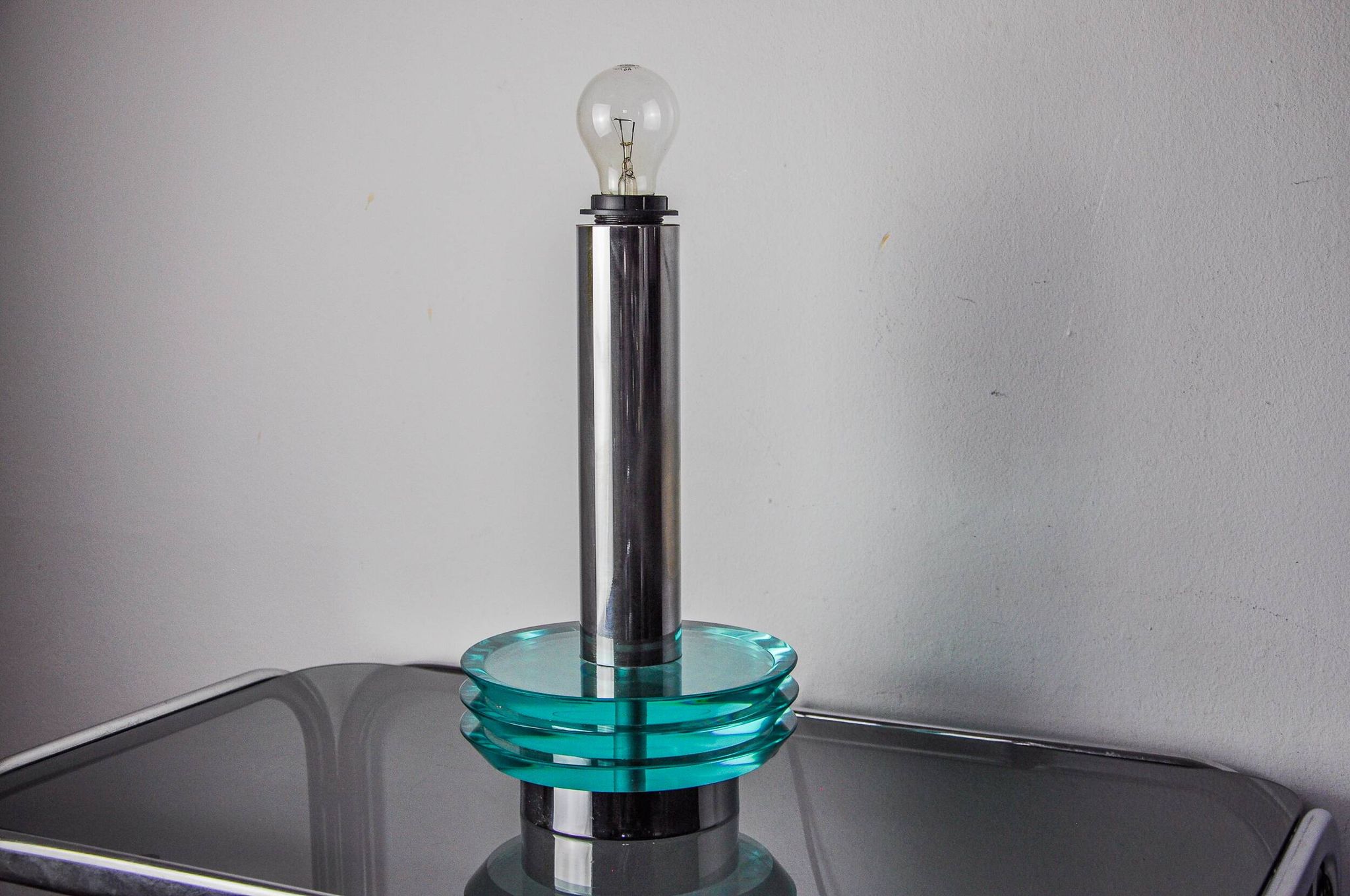 Space-age lamp by Zero Quattro, blue murano glass, Italy, 1970