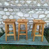 3 brutalist bar stools 60s