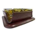 Adnet vintage leather crystal ashtray