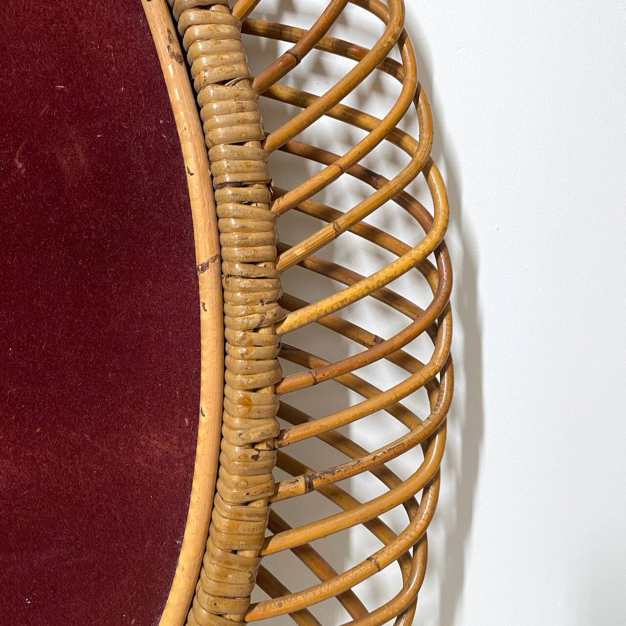 Oval rattan mirror attributed to franco albini - 1960's