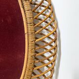 Oval rattan mirror attributed to franco albini - 1960's