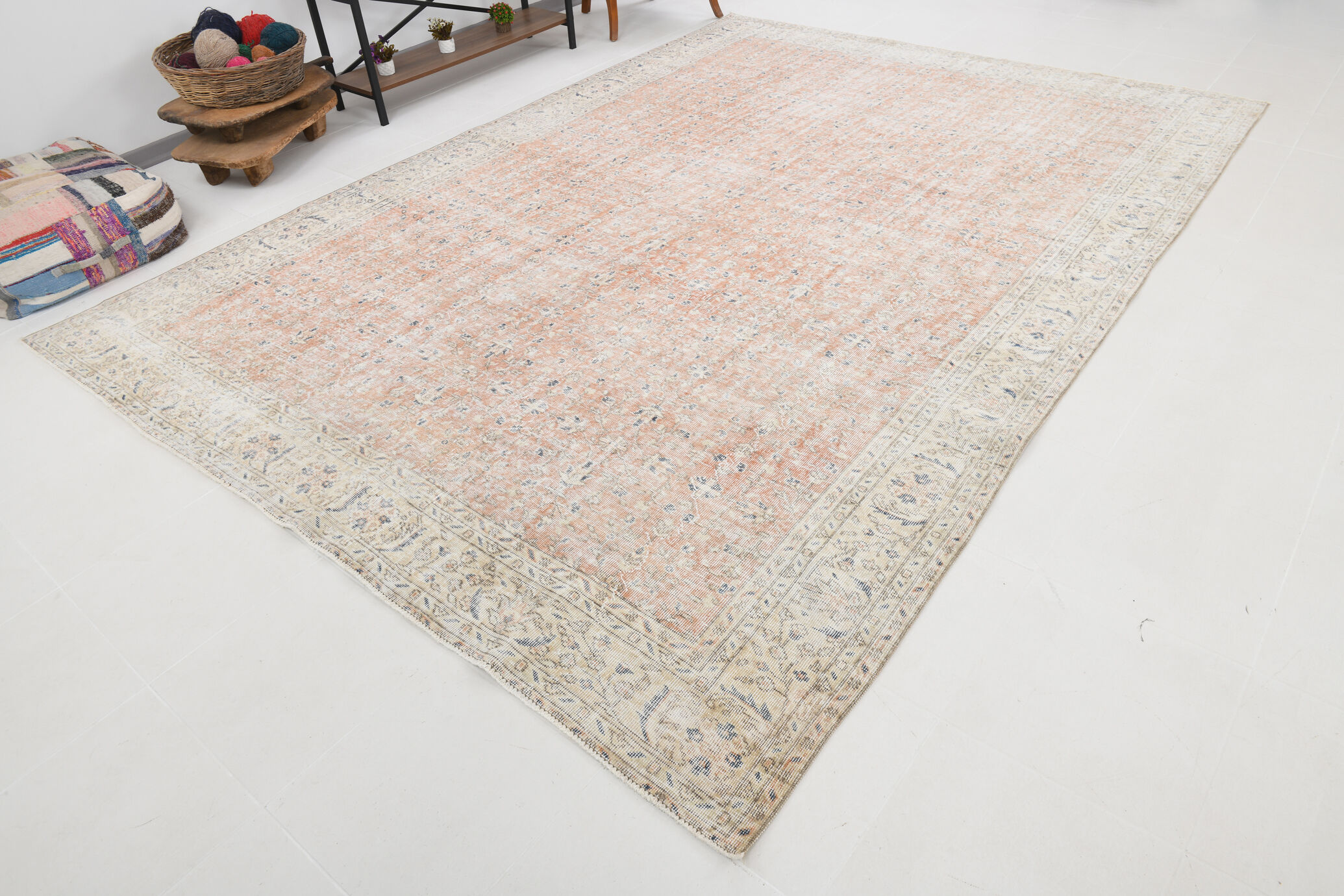 8x12 neutral color floral farmhouse rug 362x257cm