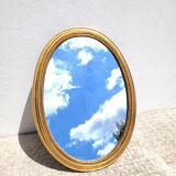 Ancien miroir ovale doré et frise 40x53cm