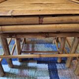 Mid century nest of 3 patinated bamboo tables, 1960s