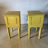 Pair of vintage carved wooden bedside tables.