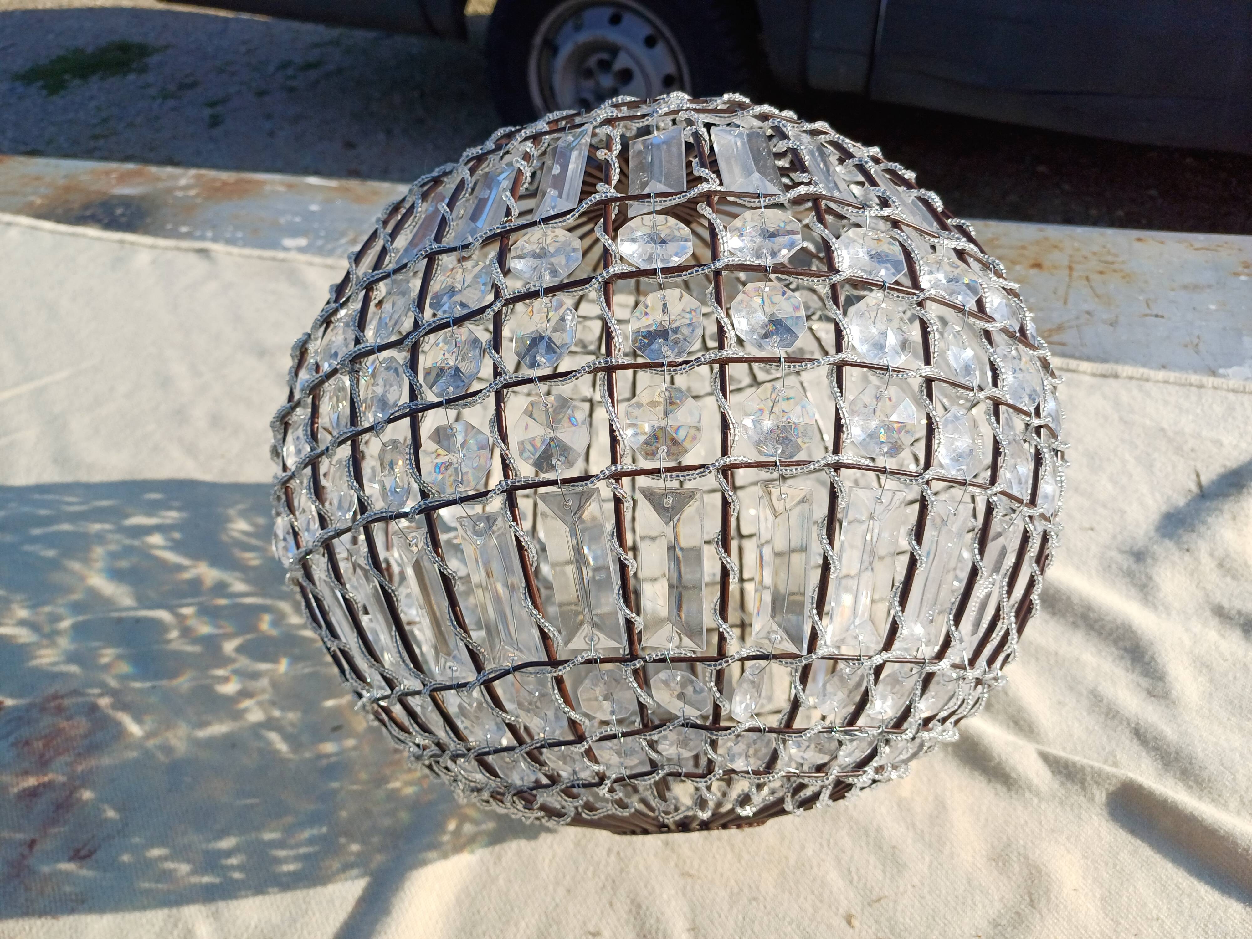 Lustre rond a pampilles verre