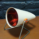 Old lamp red lacquered metal,