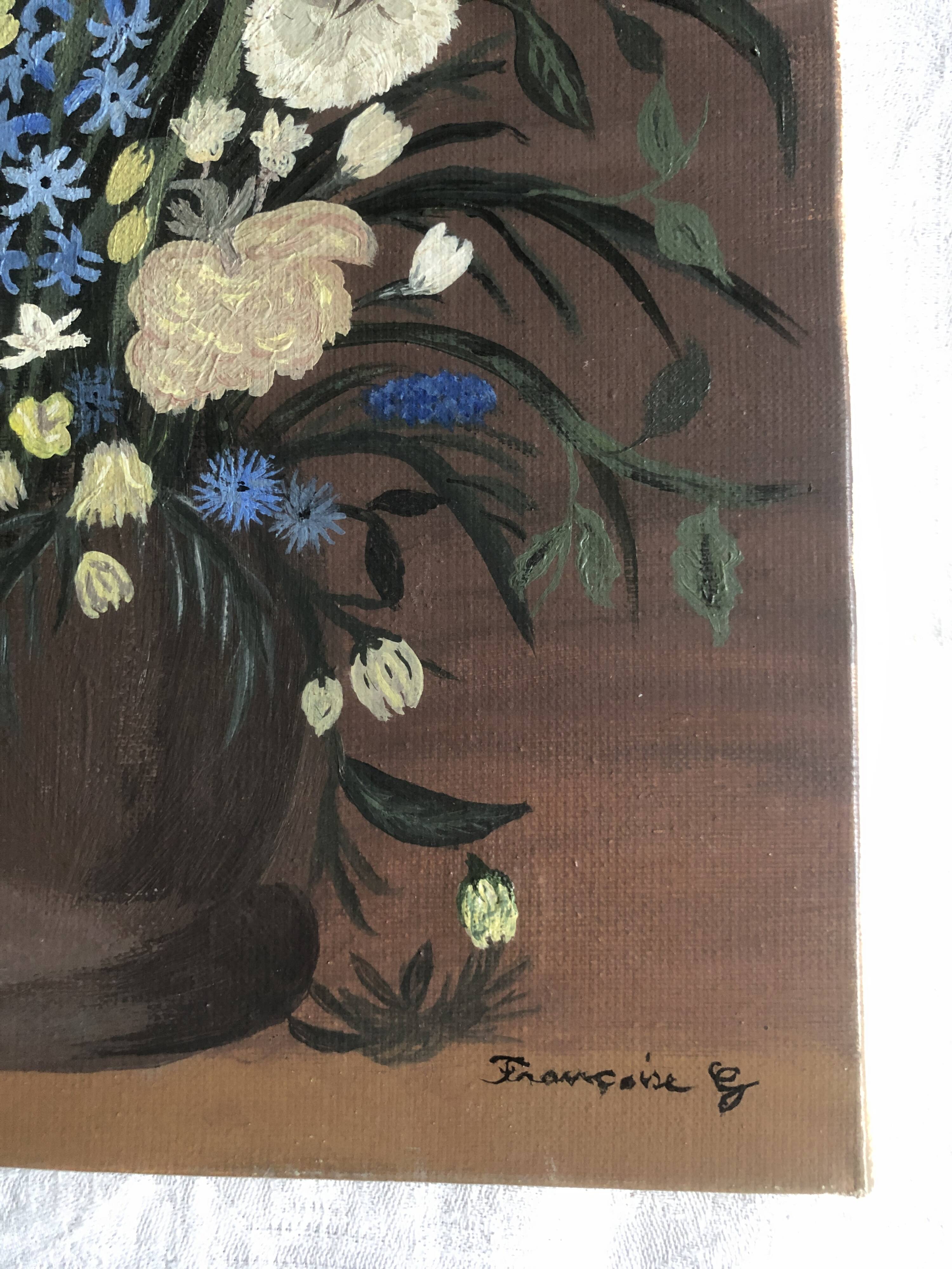 Peinture sur toile bouquet fleuri