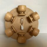 6 wooden egg cups hourglass wall mount Scandinavian wood