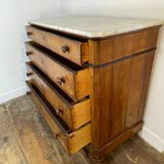 Antique walnut commode with marble top, 19th century.