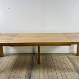 Extendable table in solid oiled elm by maison regain 1970