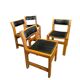 4 chaises en orme massif et cuir de la maison Regain