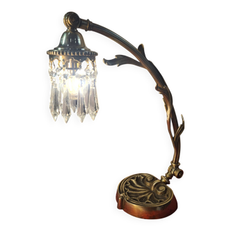 Lampe en bronze et cristal de style Art nouveau