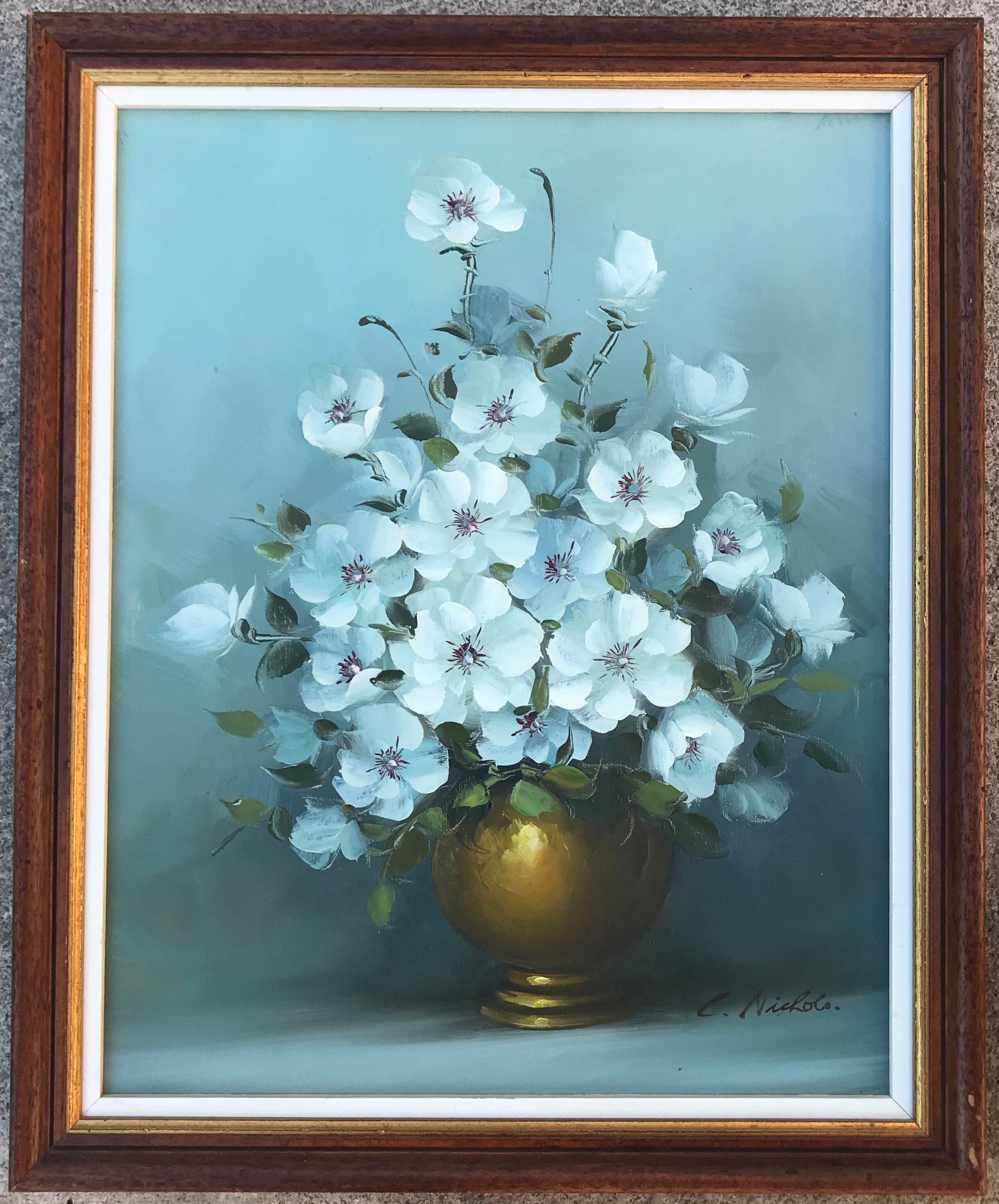 Gouache on canvas signed C Nichols