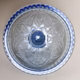 Sweeten candy box in blue pressed molded glass