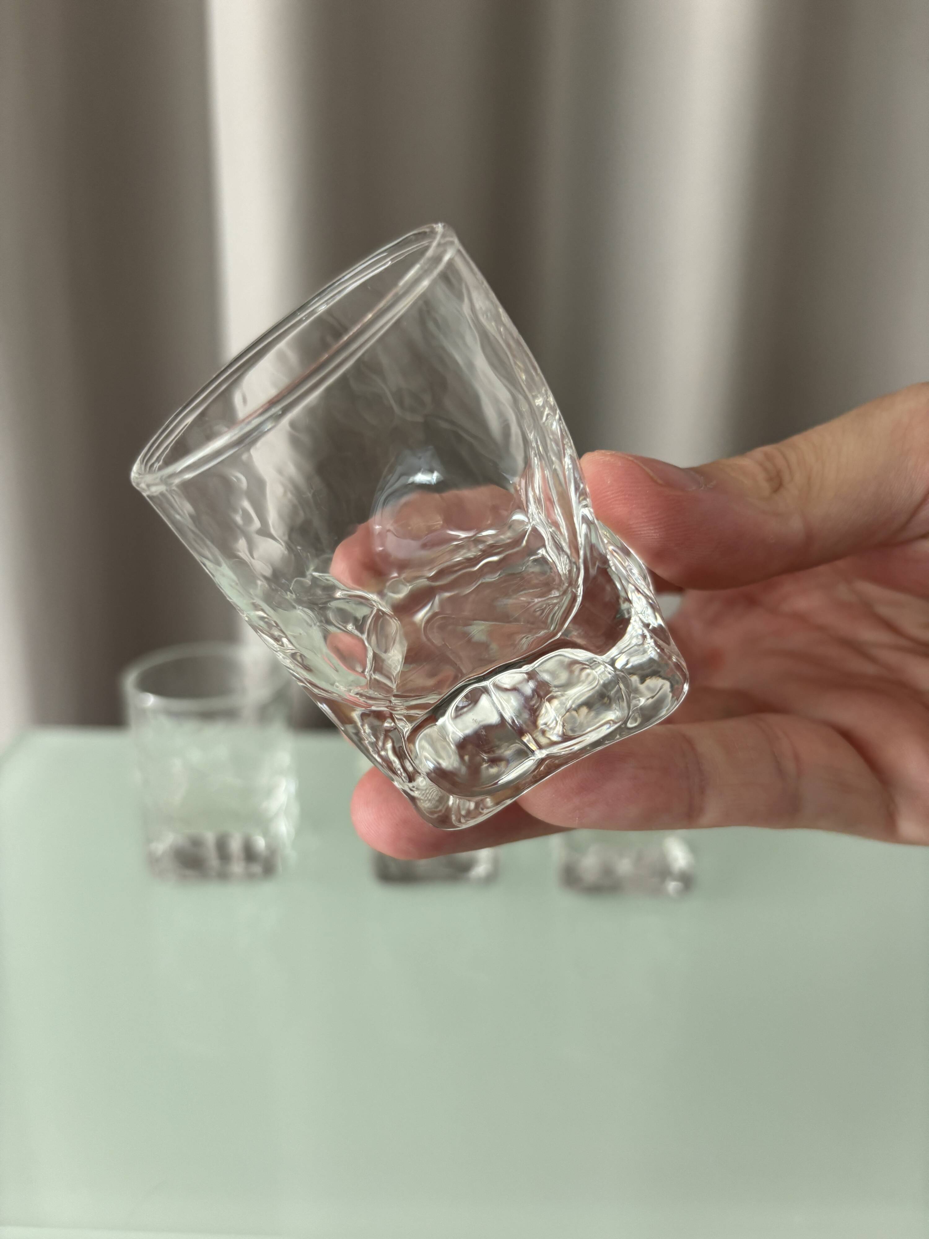 Set of 4 Vintage Brutalist Textured Shot Glasses