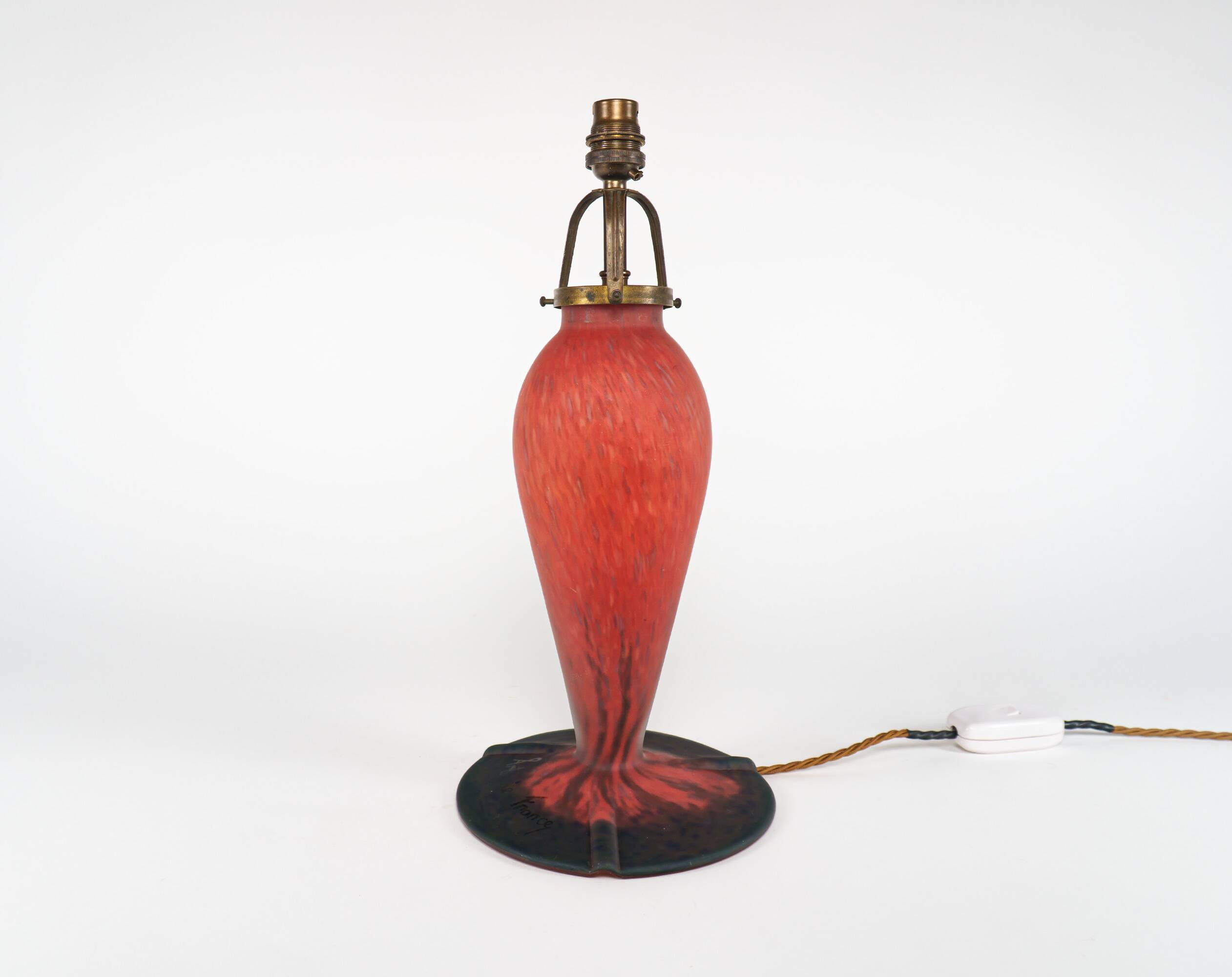 Vintage 1970s Art De France Pate-De-Verre Glass Table Lamp