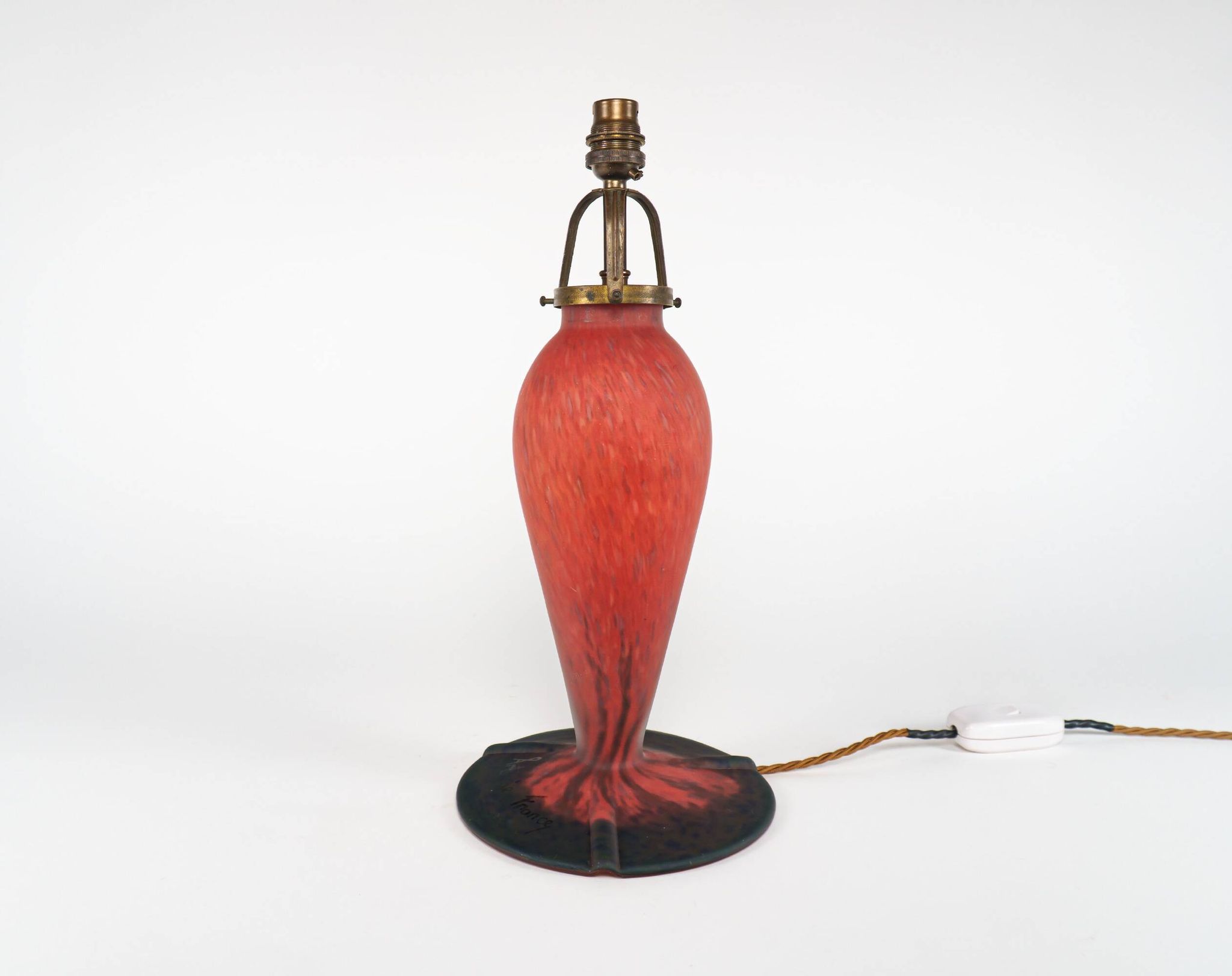 Vintage 1970s Art De France Pate-De-Verre Glass Table Lamp