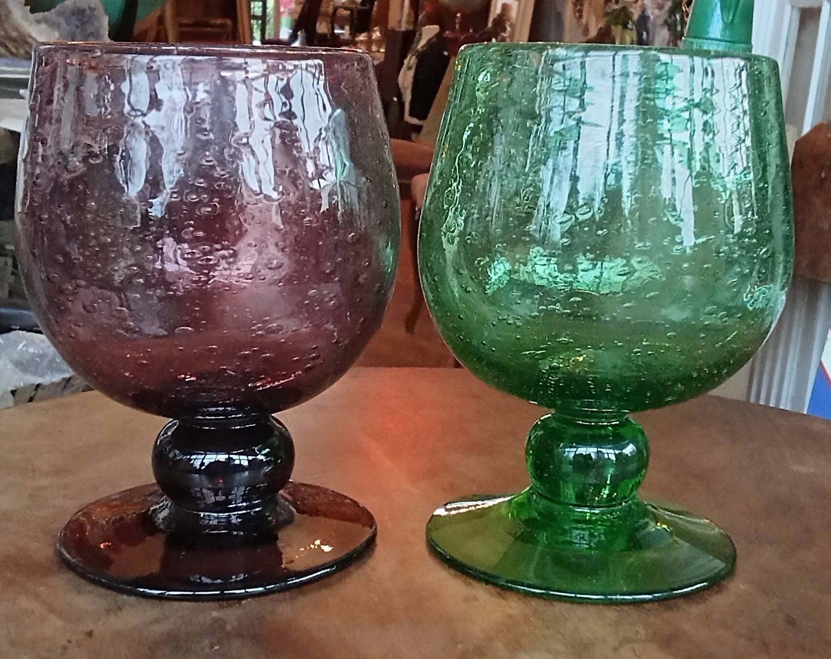 Set of 4 antique Biot stemmed glasses