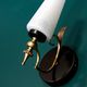 Pair of brass wall lights and speckled white glass tulips LAMP-6019