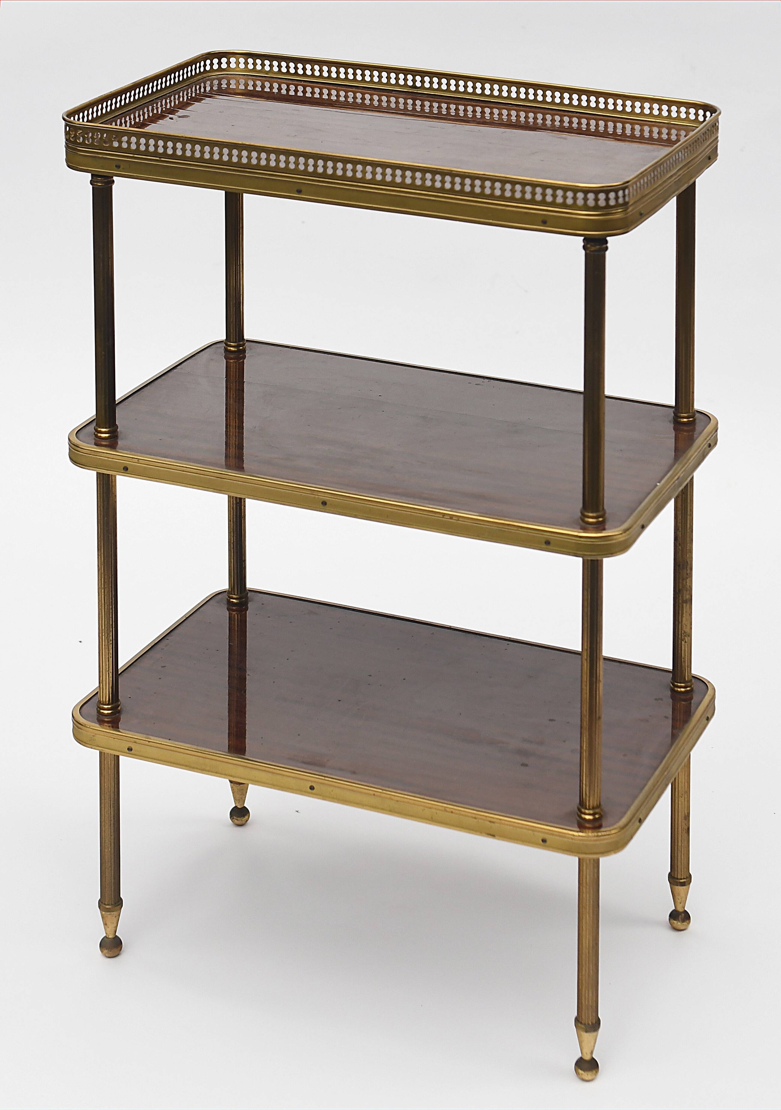 Vintage harness with 3 trays in formica and golden brass