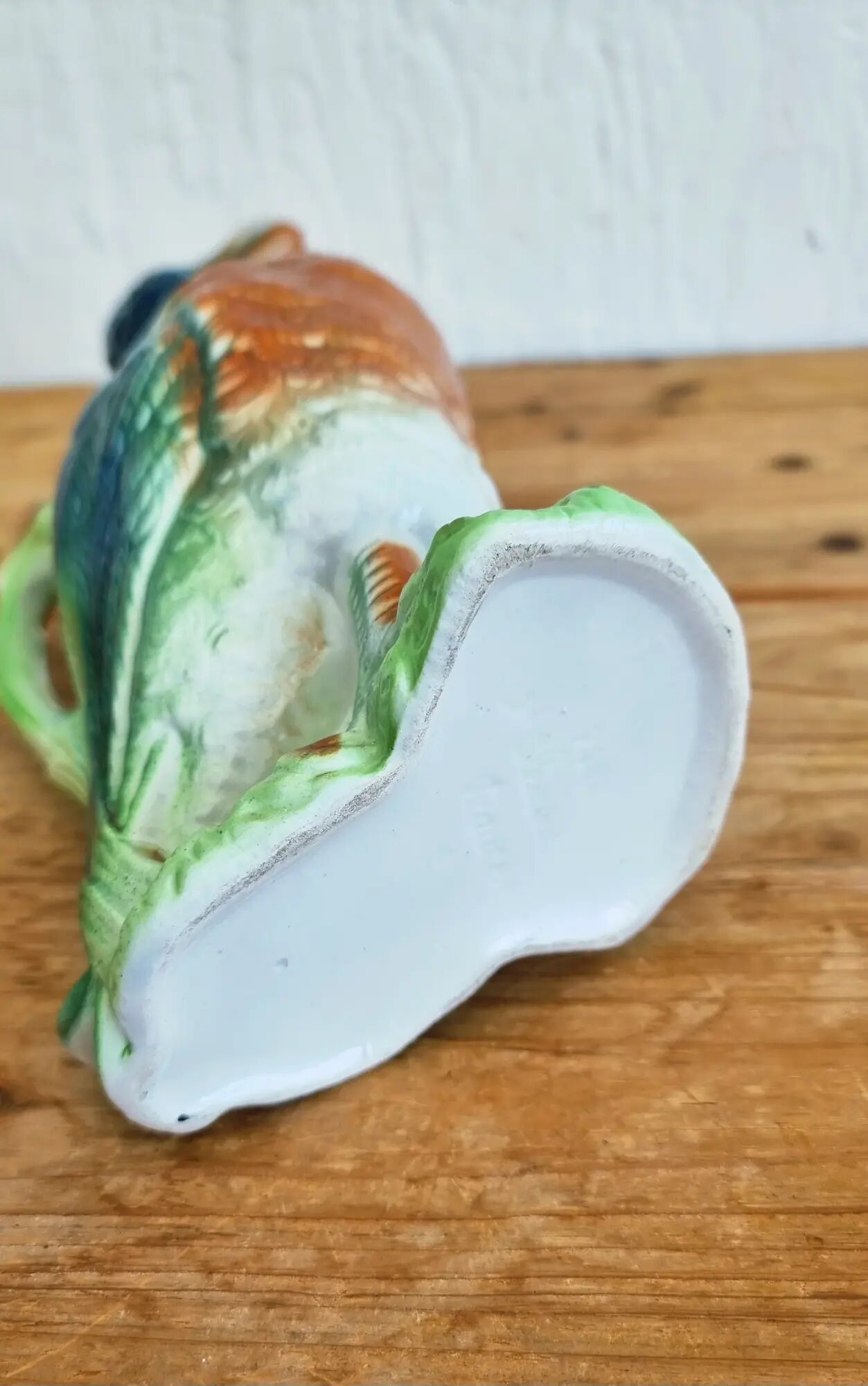Vintage barbotine duck pitcher Saint Clément no. 7492