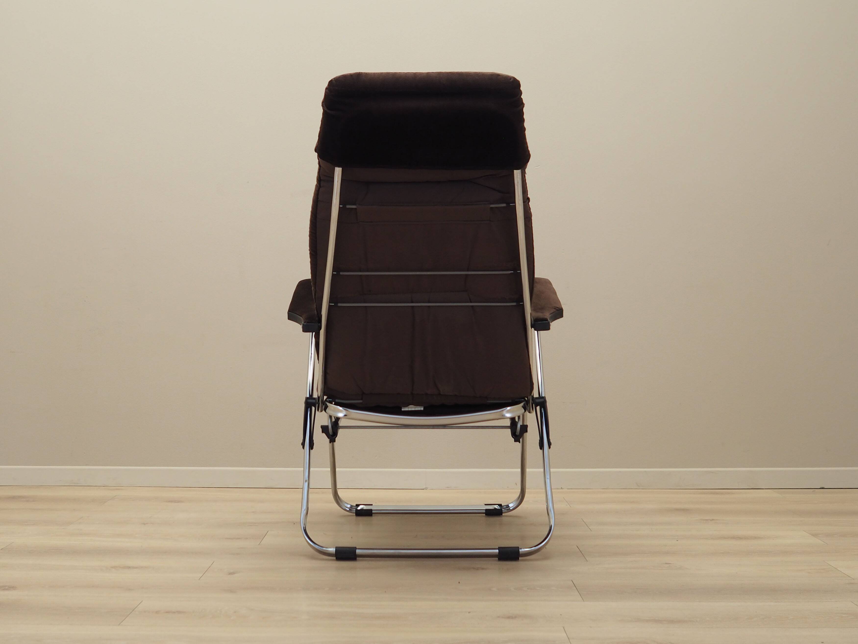 Brown velour armchair, Danish design, 1970s, production: Denmark
